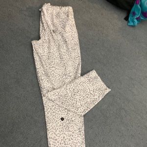White cheetah print joggers